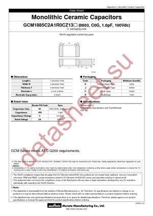 GCM1885C2A1R0CZ13D datasheet  